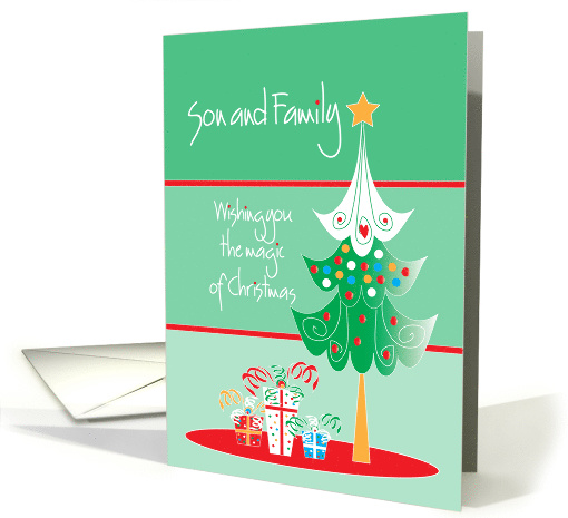 Christmas for Son and Family, with Decorated Christmas Tree card
