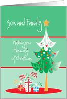 Christmas for Son and Family, with Decorated Christmas Tree card