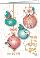 Hand Lettered Christmas for Son and Daughter in Law Ornate Ornaments card