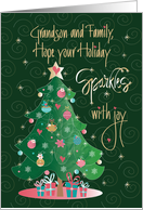 Christmas for Grandson & Family Decorated Sparkling Christmas Tree card