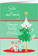 Christmas for Sister and Family, Magic of Christmas Decorated Tree card