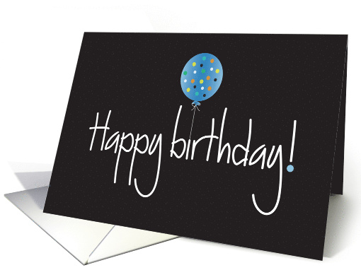 Hand Lettered Business Birthday with Large Polka Dot Blue Balloon card