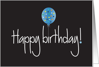 Hand Lettered Business Birthday with Large Polka Dot Blue Balloon card