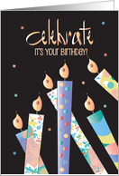 Hand Lettered Business Celebrate It’s Your Birthday Patterned Candles card