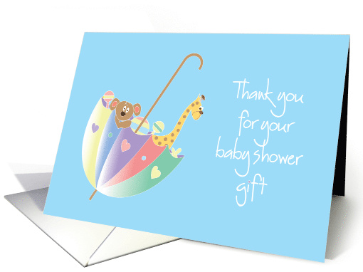 Baby Shower Thank you for Baby Boy with Toy-Filled Umbrella card