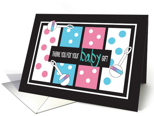 Hand Lettered Baby Shower Thank you for Gift Polka Dot... (985723)
