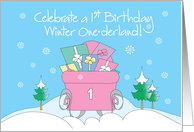 Invitation for Birthday Party One Year Old With Winter One-derland card