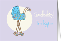 Congratulations, new twin grandsons with blue strollers card