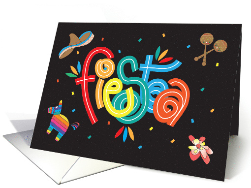 Invitation to Fiesta Bright Colored Piata with Sombrero... (990179)