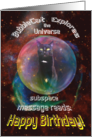 Cat in Space Heart and Soul Nebula Birthday Card