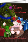 Merry Christmas Goddaughter - Kitty, Teddy-Bear, and Christmas Tree card