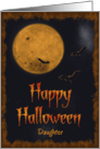 Harvest Moon & Bats Happy Halloween for Daughter card