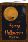 Harvest Moon & Bats Happy Halloween for Mom & Dad card