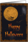 Harvest Moon & Bats Happy Halloween card