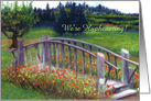 Flowers & Footbridge on Ladybug Lane - Name Change Announcement card