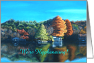 Crisp Autumn Day by the Lake Scenic Name Change Announcement card