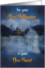 First Halloween in New Home - Haunted House and Ghosts card