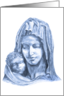Madonna and Child blue on white Religious Christmas card