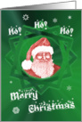 Ho! Ho! Ho! Merry Christmas! Winking Santa with snowflakes on green card