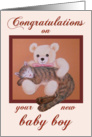 congratulations gift card for baby shower gift baby boy Kitty & Teddy card