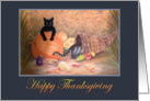 Happy Thanksgiving two kitties with their pumpkin and cornucopia card