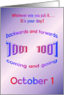 Happy Birthday 10-01 palindrome 1001 October 1 card