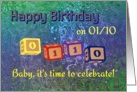 Happy Birthday 0110 Palindrome baby blocks card