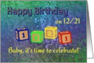 Happy Birthday 1221 Palindrome baby blocks card