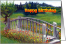 Happy Birthday Flowers & Footbridge on Ladybug Lane card