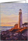Lighthouse Sunrise by the Sea Blank Note Card
