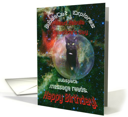 For Husband on Valentines Day Cat in Space Birthday card (1015539)