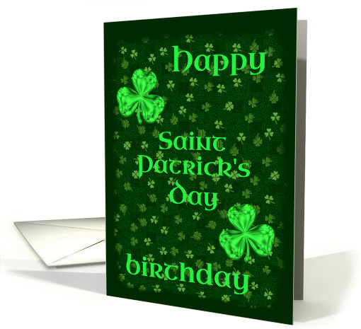 Happy Birthday on St. Patricks Day Bright Shamrocks card (1055355)