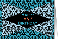 Zebra Print Kaleidoscope Design for 43rd Birthday card