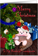 Merry Christmas Grandparents - Kitty, Teddy-Bear, and Christmas Tree card