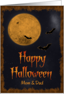 Harvest Moon & Bats Happy Halloween for Mom & Dad card