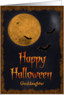 Harvest Moon & Bats Happy Halloween for Goddaughter card