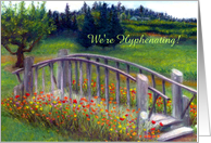 Flowers & Footbridge on Ladybug Lane - Name Change Announcement card