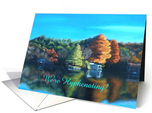 Crisp Autumn Day by the Lake Scenic Name Change Announcement card