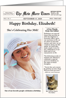 Newspaper Style with Cat Customizable Text and Photo Birthday card