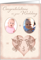 Wedding Congratulations Photo Card - Bride and Groom Lovebirds card