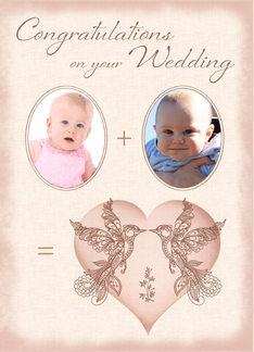 Wedding Congratulations Photo Card - Bride and Groom Lovebirds