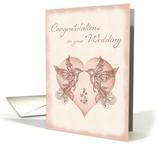 Wedding Congratulations - Paisley Lovebirds and Heart card (1402782)