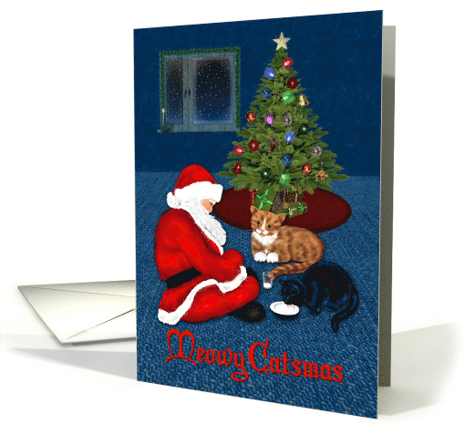 Santa Shares with Kitties Christmas card (1593052)