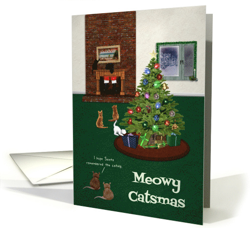 Christmas Cats Looking for Catnip from Santa card (1713510)