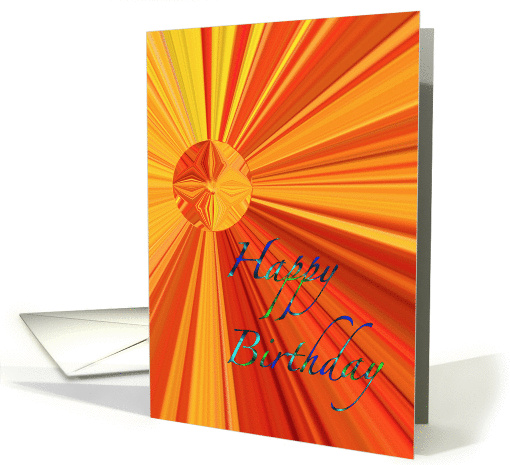 Happy Birthday streaming orange and yellow Sunburst card (849212)