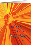 Happy Birthday streaming orange and yellow Sunburst card