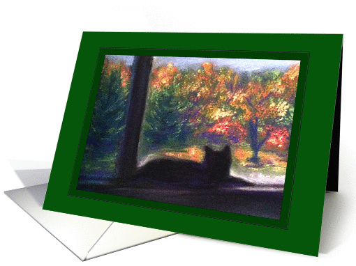 Poussifri's View - Cat in a Window - Pet Cat Sympathy card (850137)