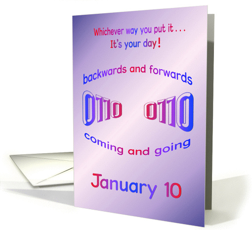 Happy Birthday 01-10 palindrome 0110 January 10 card (870282)