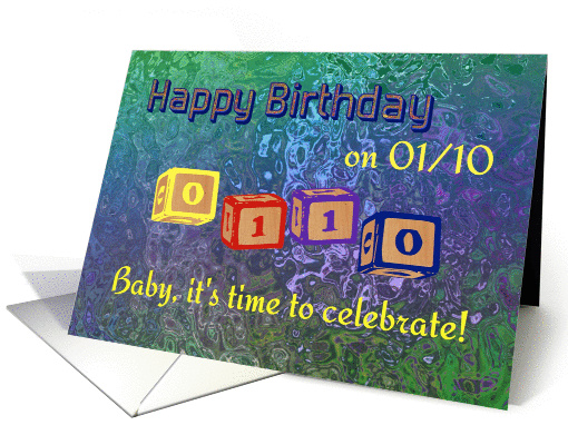 Happy Birthday 0110 Palindrome baby blocks card (873647)
