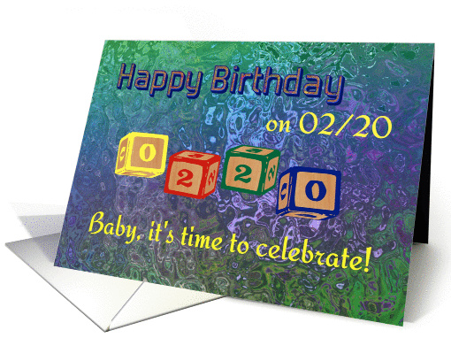 Happy Birthday 0220 Palindrome baby blocks card (873648)